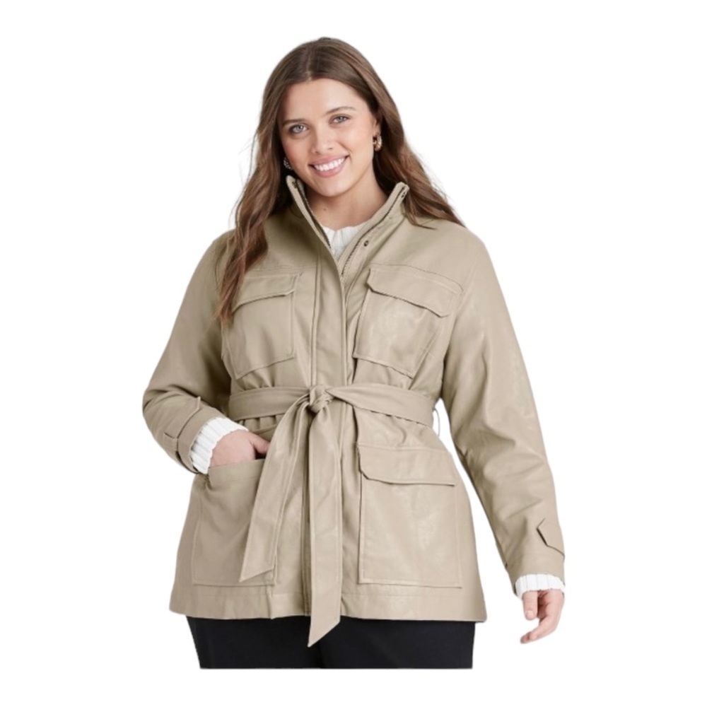 A New Day Anorak Faux Leather - Frontier Brown NWT